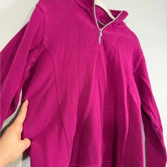 Tommy Bahama Sweater Quarter Zip Pullover Heavy Warm Purple Pink Magenta Women S - Picture 2 of 6